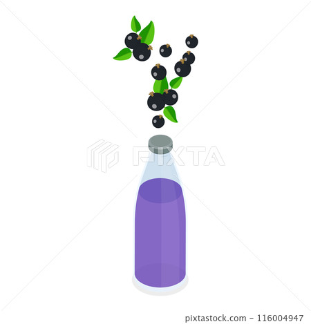 3D Isometric Flat  Set of Bottles With Berry Beverage. Item 3 116004947