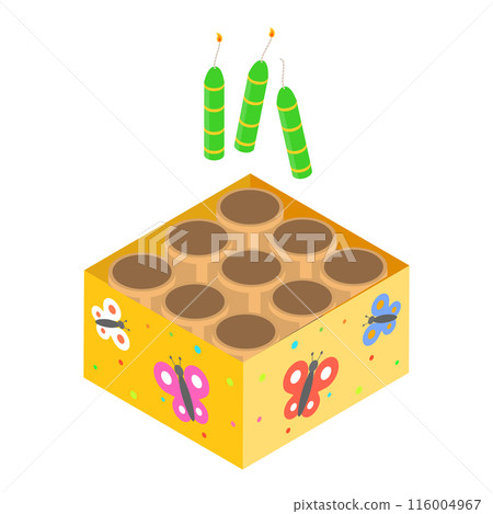 3D Isometric Flat Icon of Firecrackers Set. Item 9 3D Isometric Flat Icon of Firecrackers Set. Item 9 116004967