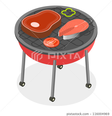 3D Isometric Flat  Set of Barbecue Grills. Item 2 116004969
