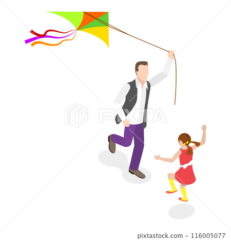 3D Isometric Flat  Illustration of Father And Child. Item 1 116005077