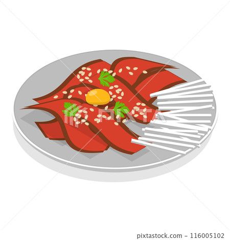 3D Isometric Flat  Set of Korean Food. Item 1 116005102