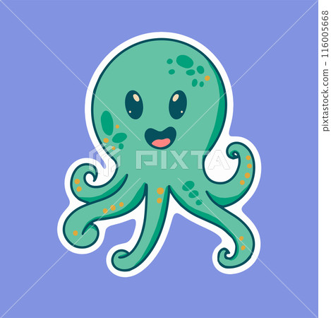 Green Friendly Octopus Sticker 116005668