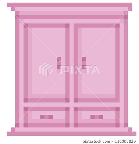 Pixel illustration of a pink chest of drawers Pixel illustration of a pink chest of drawers 116005820