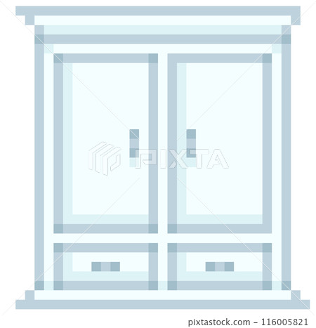Pixel illustration of a white chest of drawers 116005821