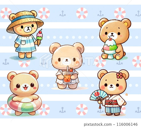 可愛的夏季熊插畫集 可愛的夏季熊插畫集 116006146