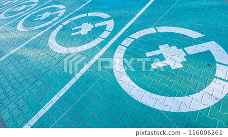 Electric vehicle and home charging station road sign 116006261