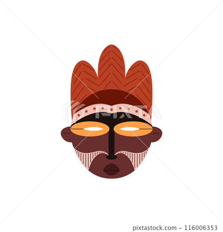 Vector illustration of a tribal mask in flat style. Vector illustration of a tribal mask in flat style. 116006353