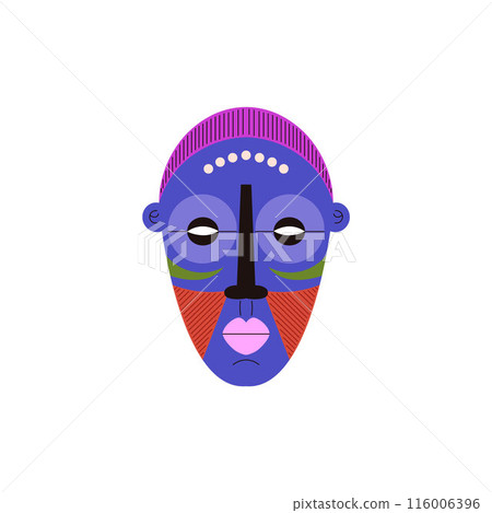 Ritual tribal mask of purple color on an isolated background. 116006396