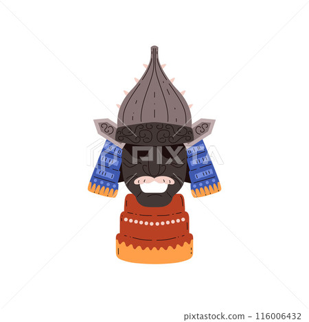 Vector illustration of a samurai mask: a detailed drawing of a traditional military helmet 116006432
