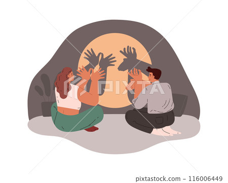 Vector illustration of shadow play with characters. Vector illustration of shadow play with characters. 116006449