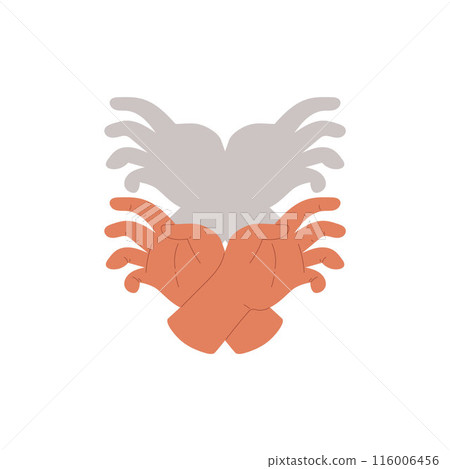 Vector illustration of a crab formed by the shadows of the hands. 116006456