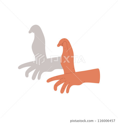 Vector icon of a manual shadow theater with a silhouette of a bird on a branch Vector icon of a manual shadow theater with a silhouette of a bird on a branch 116006457