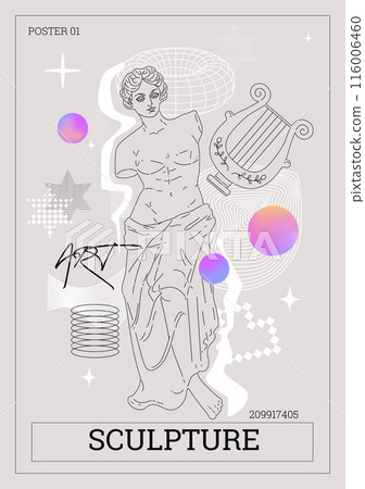 Cyberpunk retro Greco-Roman Y2K vector poster Cyberpunk retro Greco-Roman Y2K vector poster 116006460