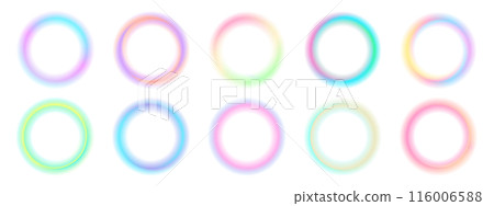 Set of gradient with blur frames on white background. Abstract three dimensional space colored background. Collection of glowing neon colors with aura round frames for websites, user interfaces. Set of gradient with blur frames on white background. Abstract three dimensional space colored background. Collection of glowing neon colors with aura round frames for websites, user interfaces. 116006588