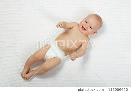 Little baby on white bed Little baby on white bed 116006620