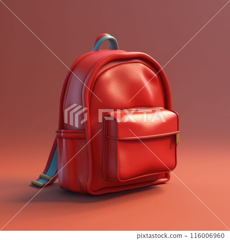 A school backpack on red background. Education and equipment concept. AIG35. A school backpack on red background. Education and equipment concept. AIG35. 116006960