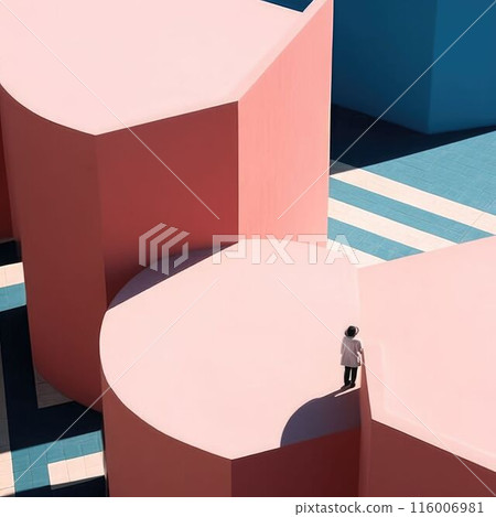 Architecture with vibrant geometric shapes creating a urban landscape. AIG35. 116006981