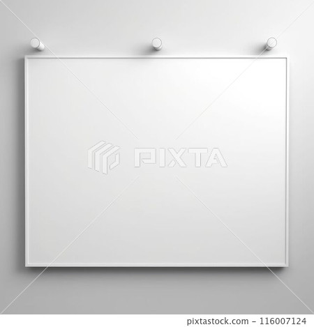 Clean blank whiteboard with metal clamp isolated on white background. AIG35. 116007124