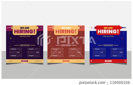 We are hiring job vacancy social media post banner design template We are hiring job vacancy social media post banner design template 116008108