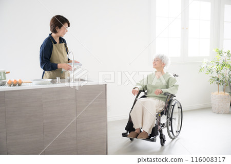 Using a wheelchair at home while doing housework, remodeling and renovation of the living room and kitchen, barrier-free Using a wheelchair at home while doing housework, remodeling and renovation of the living room and kitchen, barrier-free 116008317