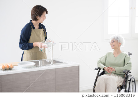 Using a wheelchair at home while doing housework, remodeling and renovation of the living room and kitchen, barrier-free Using a wheelchair at home while doing housework, remodeling and renovation of the living room and kitchen, barrier-free 116008319
