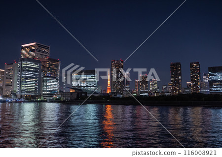 隅田川河口的城市夜景 隅田川河口的城市夜景 116008921