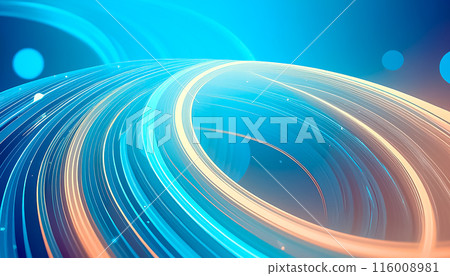 CG illustration: Light blue and orange light trail background illustration 116008981