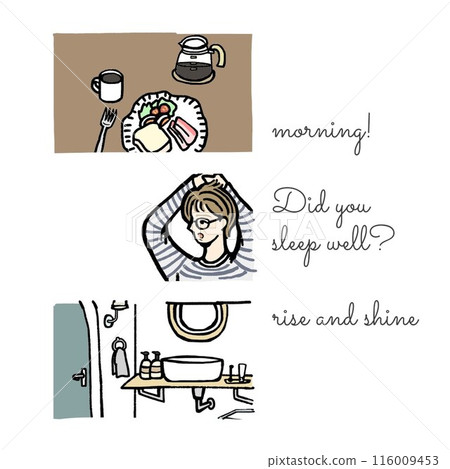 Illustration of a woman eating cake at a cafe Illustration of a woman eating cake at a cafe 116009453