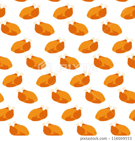 Roasted Turkey Seamless Pattern. Thanksgiving traditional food. Wrapping or Wallpaper design concept 116009553