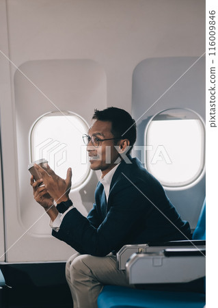 Businessman flying on his private jet. Concept about business, and transportation 116009846