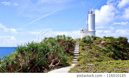 Lighthouse and stairs on Kabi Island in the Kerama Islands Lighthouse and stairs on Kabi Island in the Kerama Islands 116010185