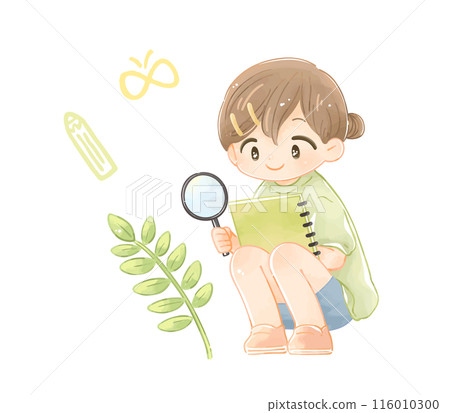 Child observing plants: girl Child observing plants: girl 116010300