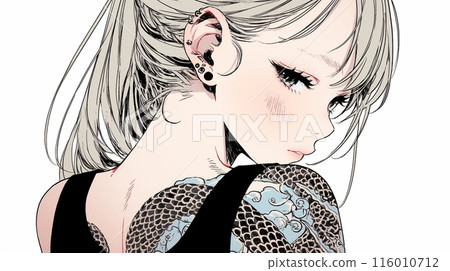 背上有蛇刺青的年輕女子 116010712