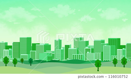 Buildings and nature green background 16:9 116010752