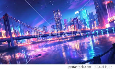 illuminated bridge at night illuminated bridge at night 116011088