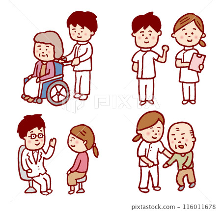 Cute medical character illustration drawn with loose lines 116011678