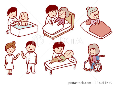 Cute medical character illustration drawn with loose lines 116011679