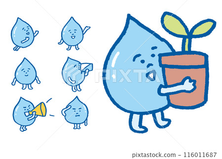 Cute character illustration of blue water drop 116011687