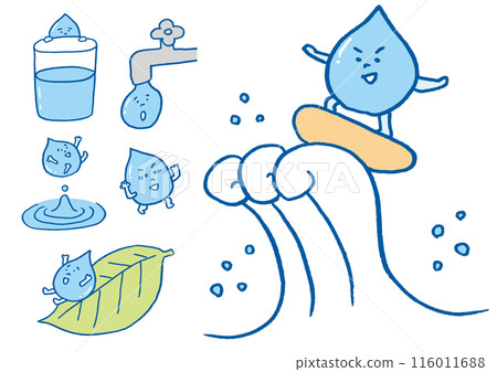 藍色水滴的可愛人物插畫 116011688