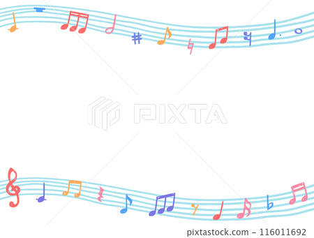Handwritten music notes background frame, music design background 116011692