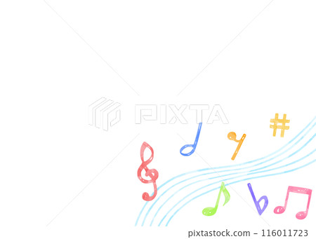 Handwritten music notes background frame, music design background, watercolor color 116011723