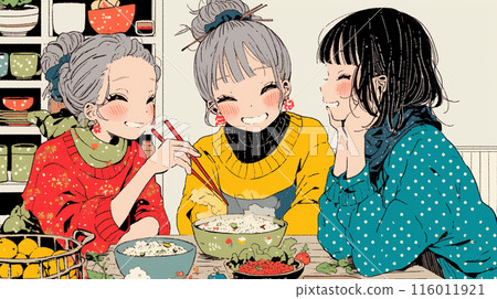 Girls' Night Out: A group of like-minded female friends get together, drink, eat delicious food, and talk about work and love. 116011921