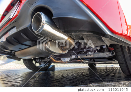 Rear car exhaust pipe and suspension. 116011945