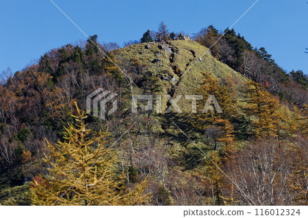 從笠取小屋附近看到的秋色奧道部笠取山頂 116012324