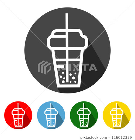 Bubble Milk Tea Flat Icon Long Shadow. Bubble Milk Tea icon vector illustration design element with four color variations. Bubble Milk Tea Icon with Long Shadow. Bubble Milk Tea Icon flat design. Bubble Milk Tea Flat Icon Long Shadow. Bubble Milk Tea icon vector illustration design element with four color variations. Bubble Milk Tea Icon with Long Shadow. Bubble Milk Tea Icon flat design. 116012359