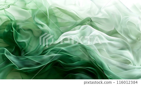 Abstract Green and White Flowing Fabrics - Serene Nature-Inspired Background_1 116012384
