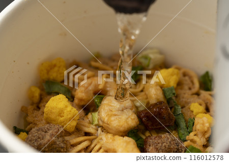 Cup noodles, instant ramen, pour hot water Cup noodles, instant ramen, pour hot water 116012578