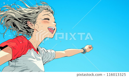 一個年輕女子很高興,上躥下跳 一個年輕女子很高興,上躥下跳 116013325