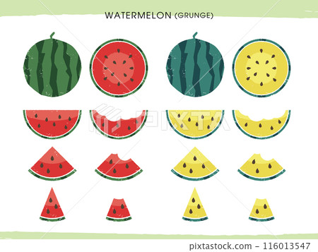 Watermelon set illustration grunge 116013547