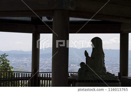 Shadow of a statue at Keishoden (Hexagonal Hall) of Zenbouji Temple, Kyoto 116013765